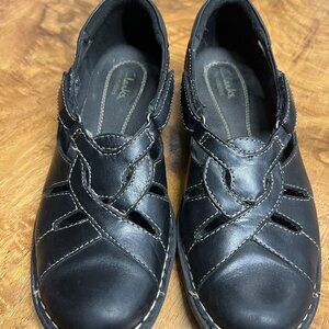 Clarks Bendables Women's 7.5 Mary Jane Comfort Shoes Black Leather Bohemian